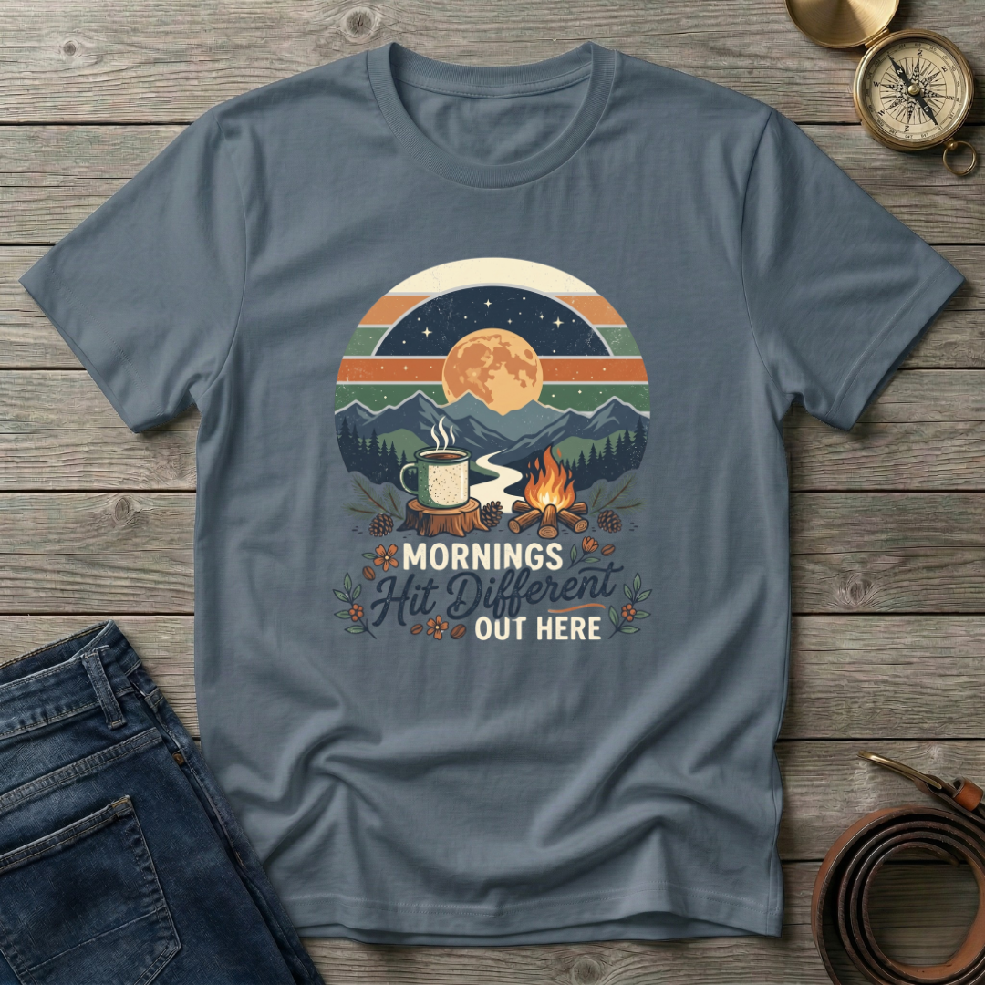 MORNINGS HIT DIFFERENT OUT HERE T-SHIRT