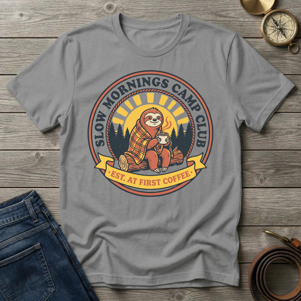SLOW MORNINGS CAMP CLUB  T-SHIRT