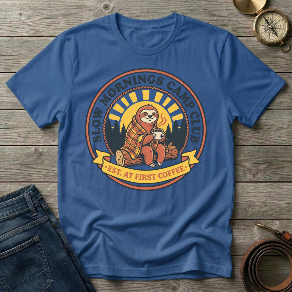 SLOW MORNINGS CAMP CLUB  T-SHIRT