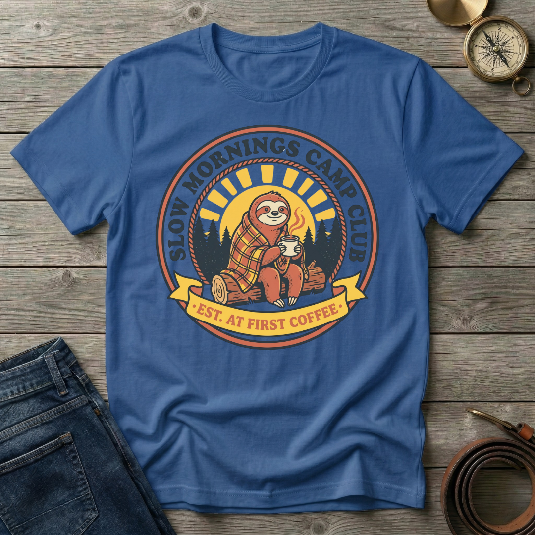 SLOW MORNINGS CAMP CLUB  T-SHIRT