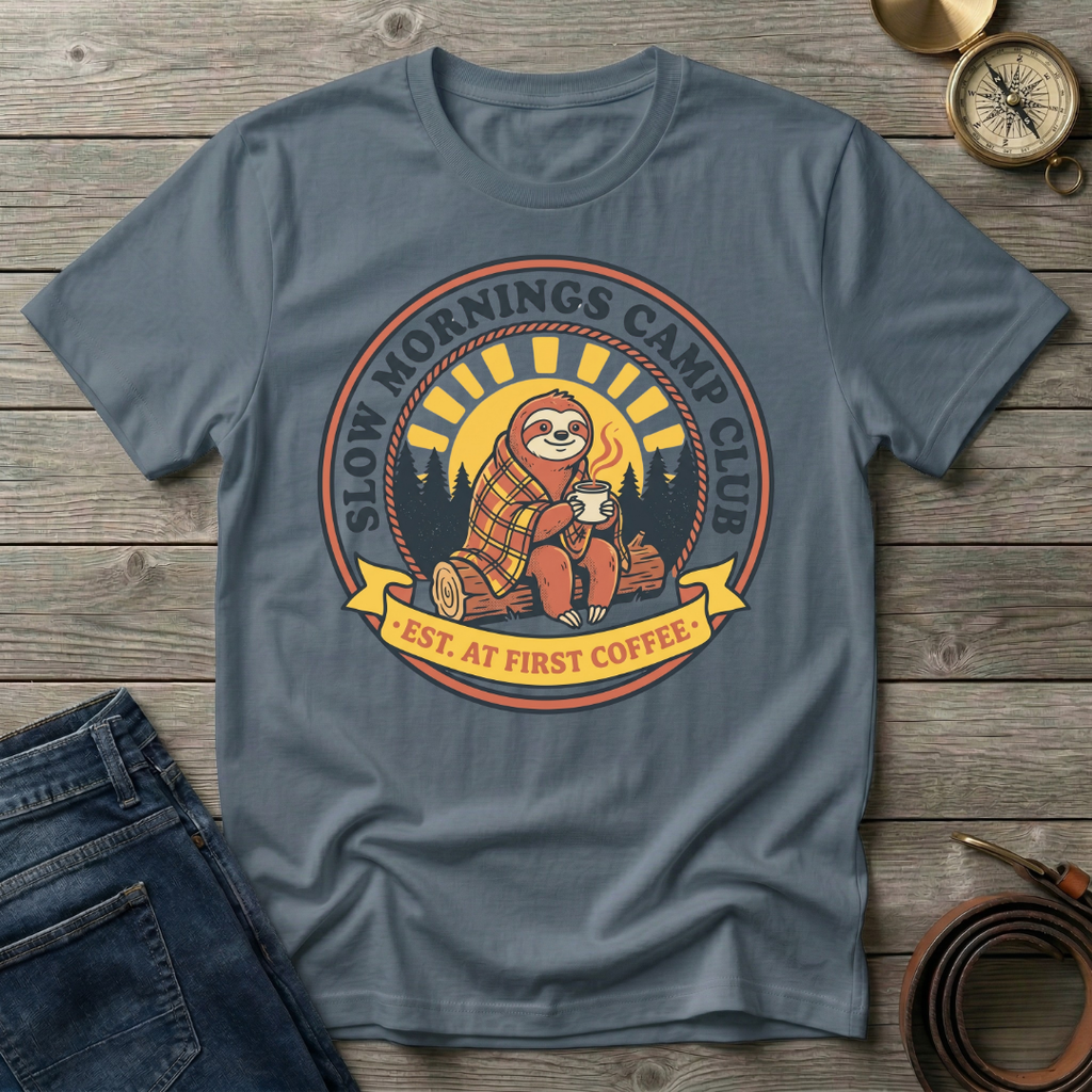SLOW MORNINGS CAMP CLUB  T-SHIRT