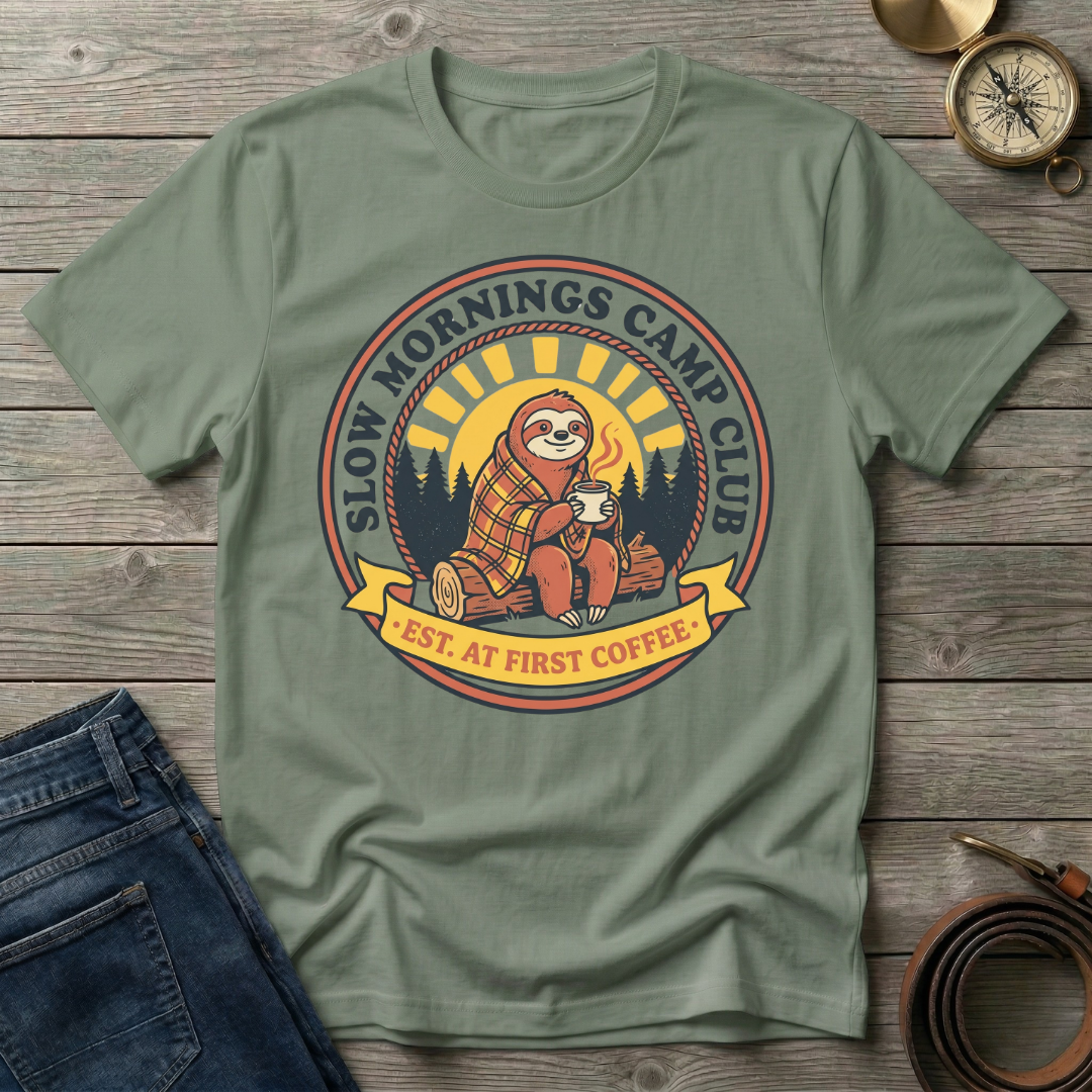 SLOW MORNINGS CAMP CLUB  T-SHIRT