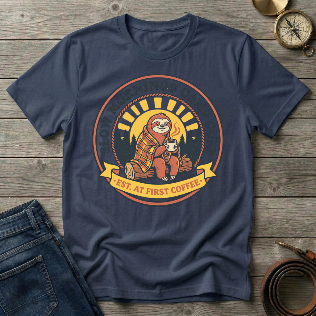SLOW MORNINGS CAMP CLUB  T-SHIRT