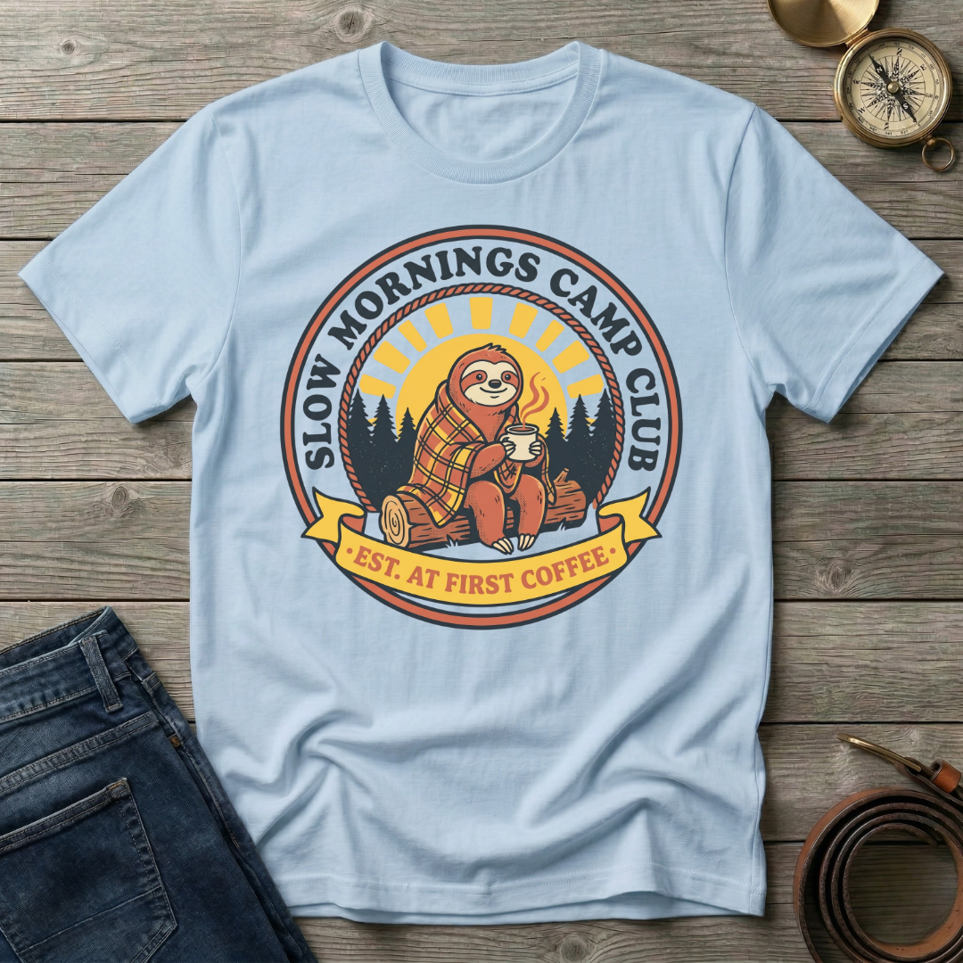 SLOW MORNINGS CAMP CLUB  T-SHIRT