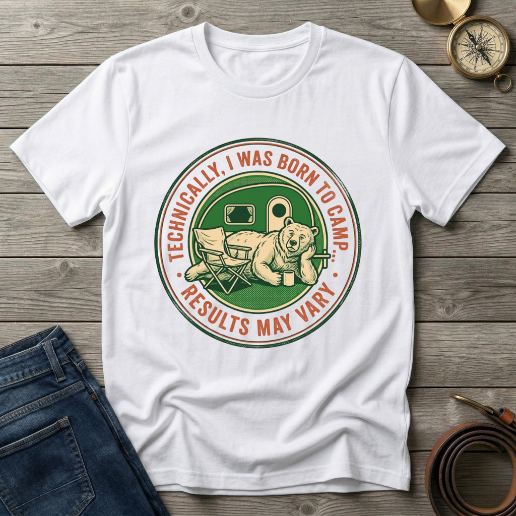 I WAS BORN TO CAMP T-SHIRT