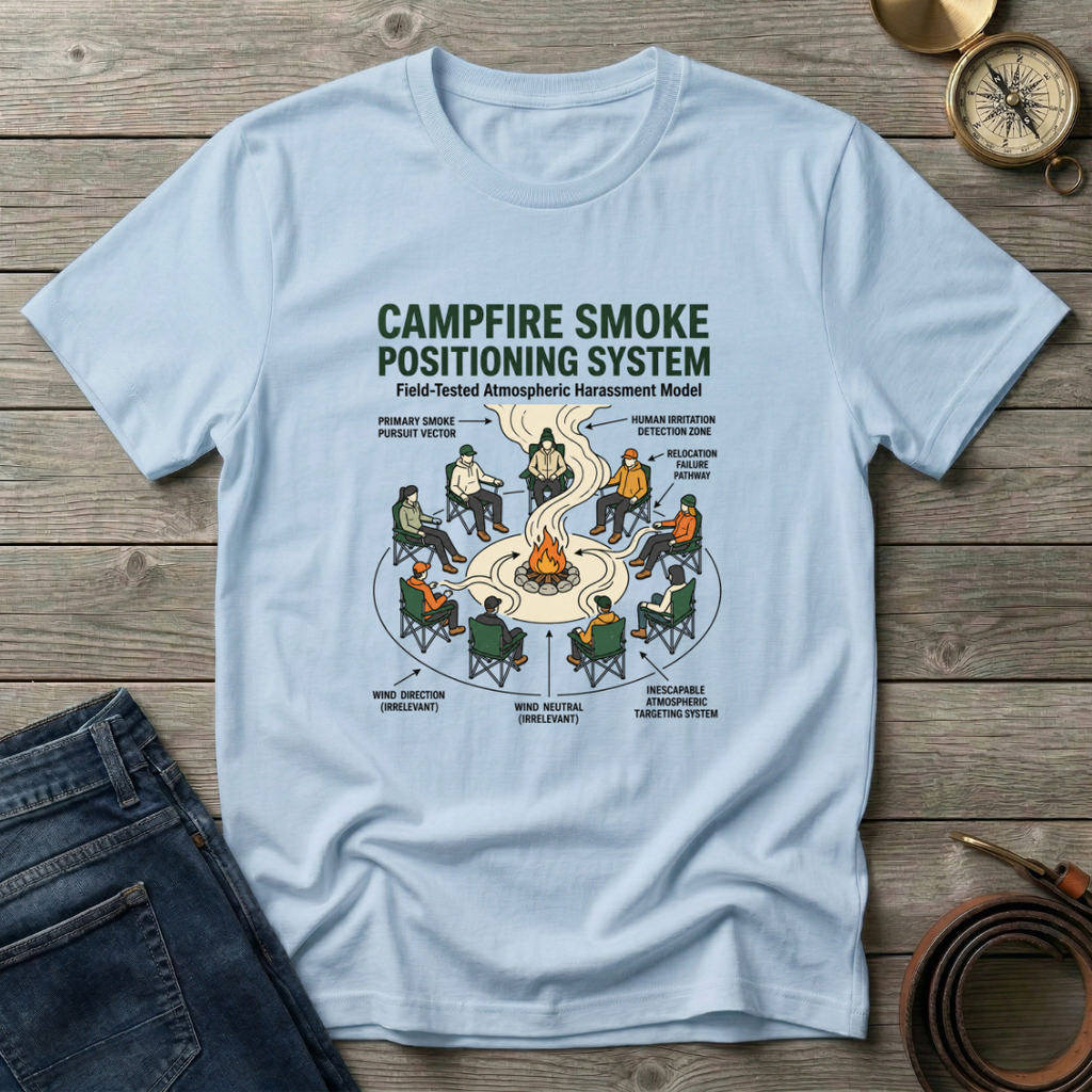 CAMPFIRE SMOKE POSITIONING SYSTEM T-SHIRT