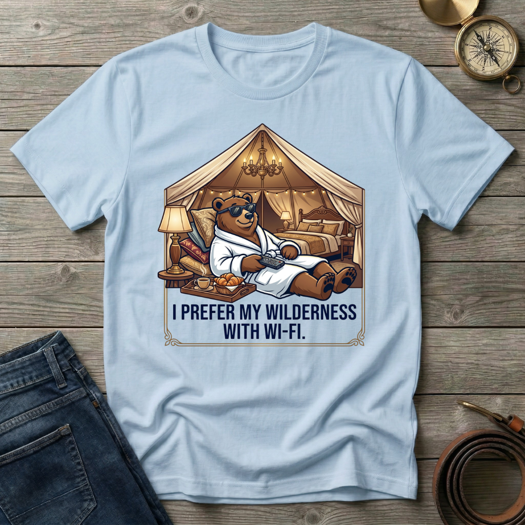 I PREFER MY WILDERNESS WITH WIFI T-SHIRT