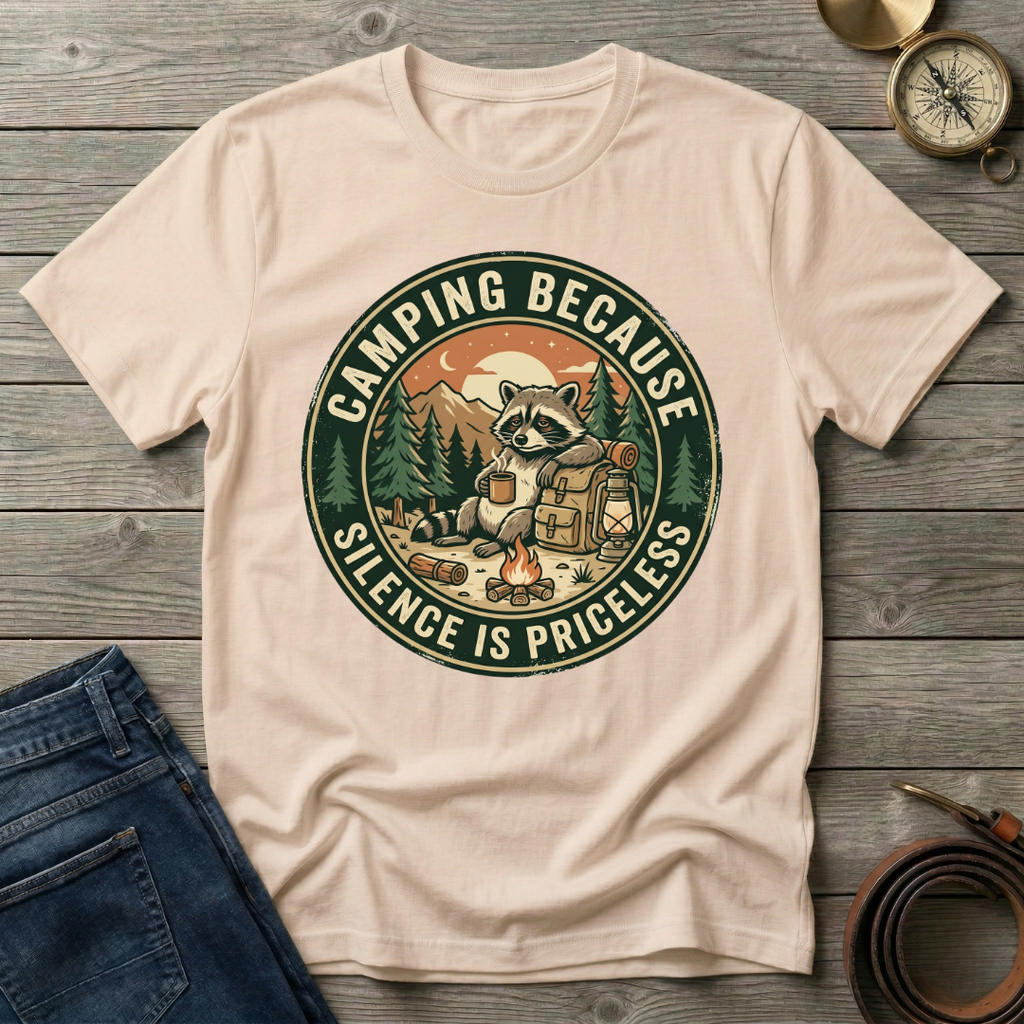 CAMPING BECAUSE SILENCE IS PRICELESS T-SHIRT