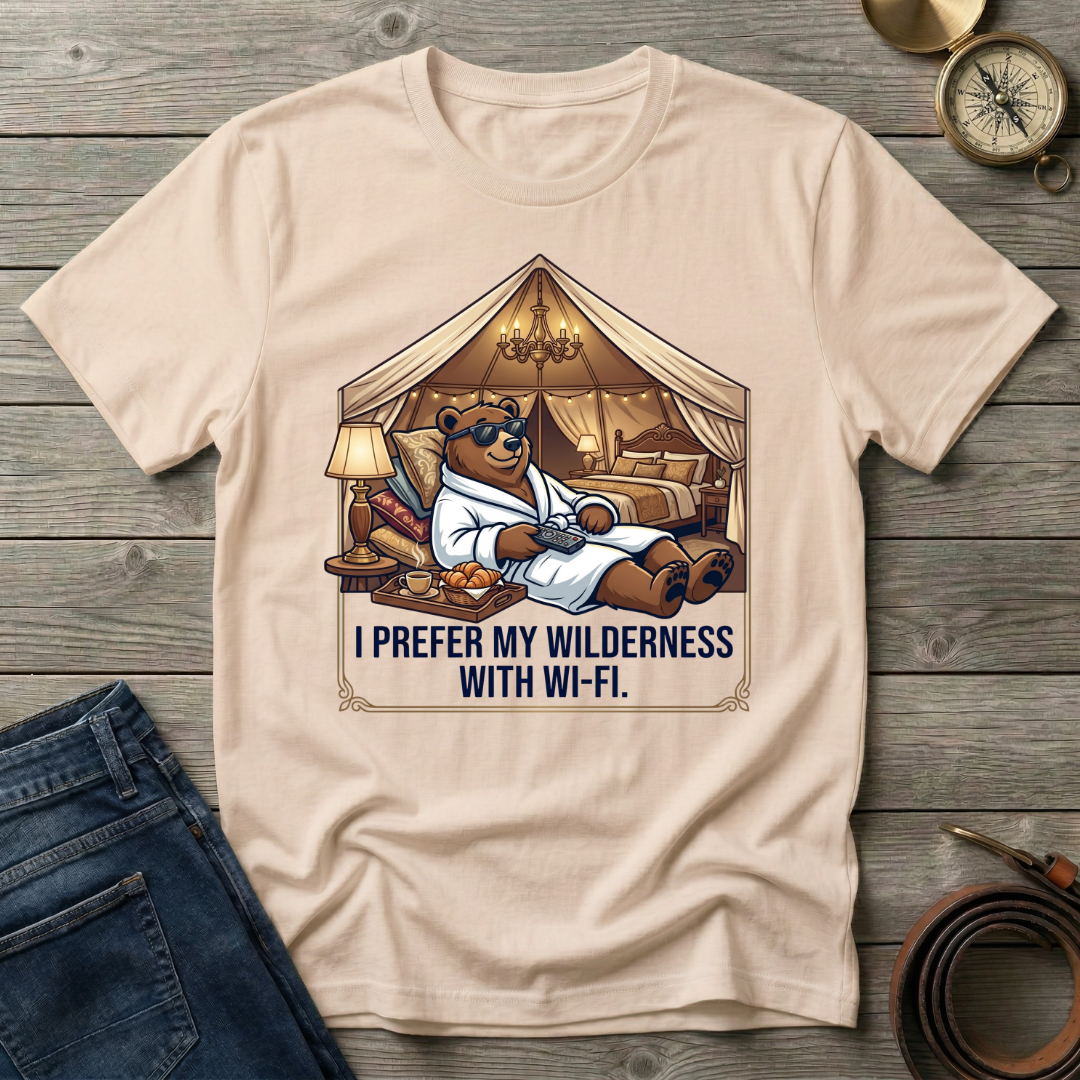 I PREFER MY WILDERNESS WITH WIFI T-SHIRT