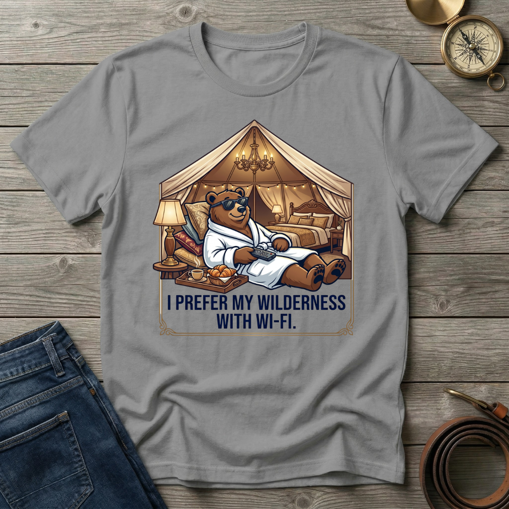 I PREFER MY WILDERNESS WITH WIFI T-SHIRT
