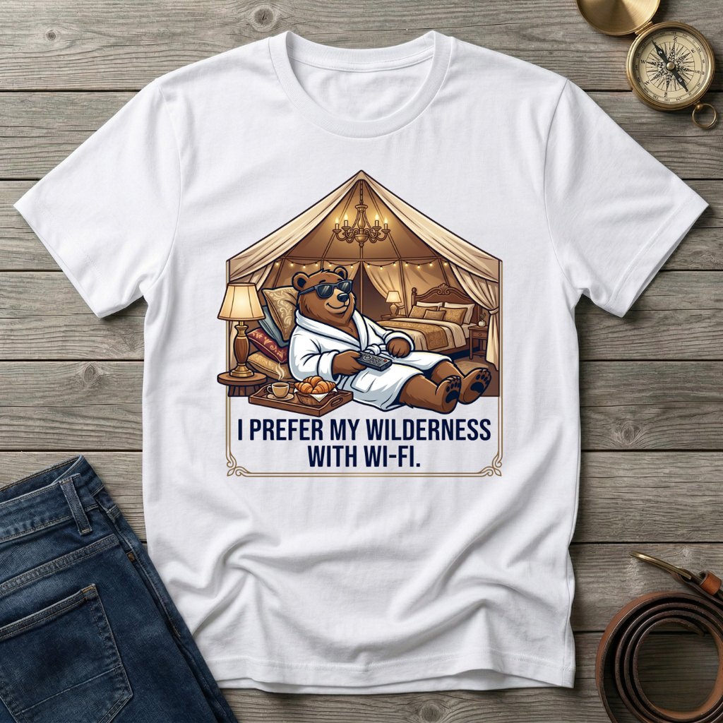 I PREFER MY WILDERNESS WITH WIFI T-SHIRT