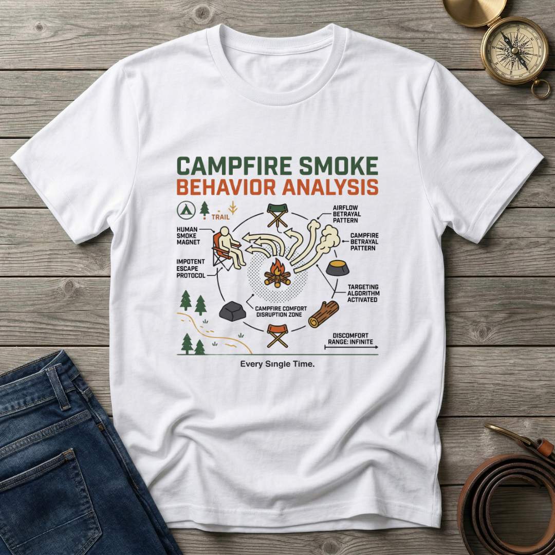 CAMPFIRE SMOKE BEHAVIOR ANALYSIS T-SHIRT
