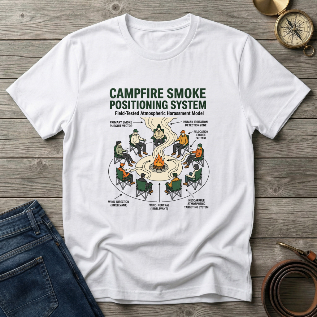 CAMPFIRE SMOKE POSITIONING SYSTEM T-SHIRT