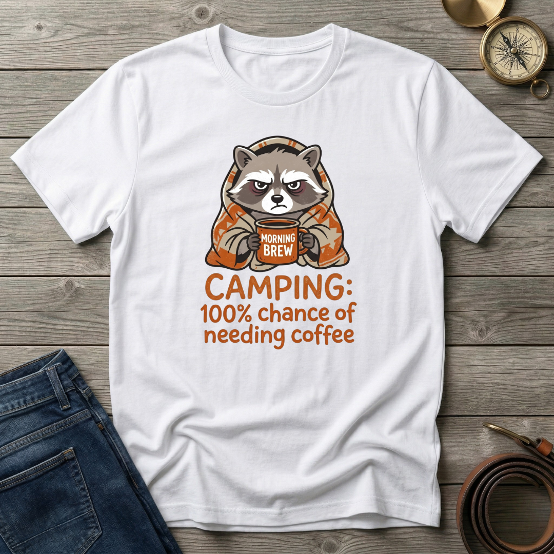 100% CHANCE OF NEEDING COFFEE T-SHIRT